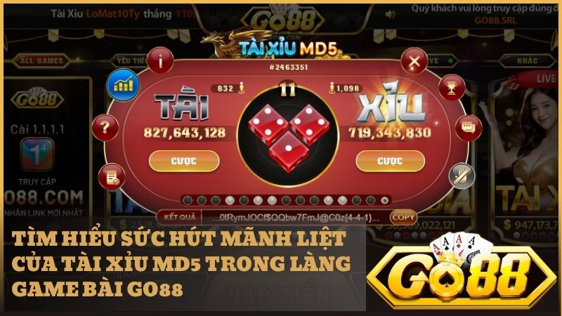 Giao diện Tài Xỉu MD5 Go88 hiện đại, thu hút hàng triệu game thủ tham gia