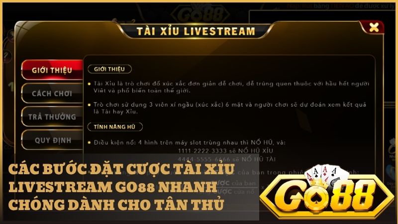 Hướng dẫn các bước đặt cược Tài Xỉu Livestream chi tiết dành cho người mới