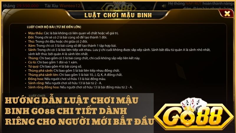 Quy tắc xếp 13 lá bài Mậu Binh đơn giản dành cho người mới chơi