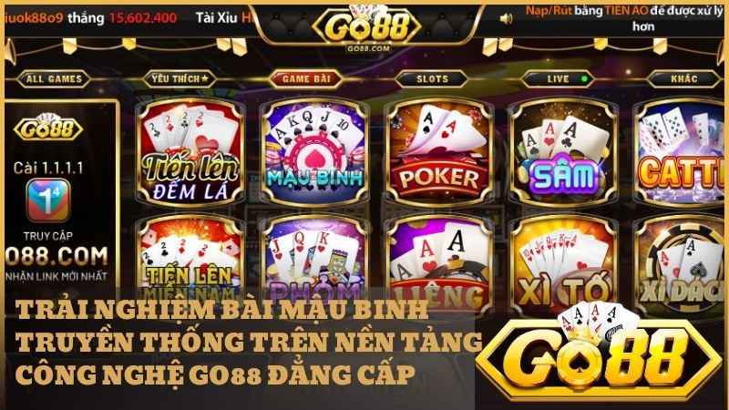 Giao diện game Mậu Binh GO88 được thiết kế sang trọng và vô cùng chuyên nghiệp