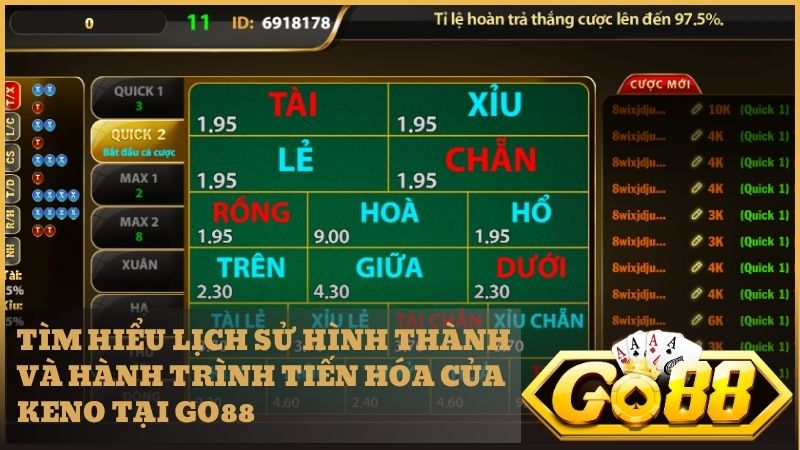 Keno Go88 đã chuyển mình từ trò chơi cổ điển sang phiên bản số hiện đại